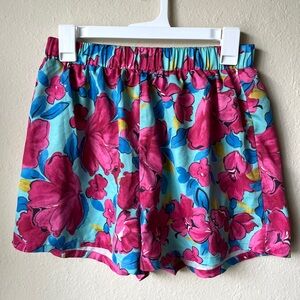 SHEIN High Waist Pink and Blue Floral Shorts